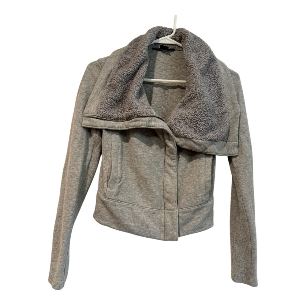 AX Armani Exchange Women’s Gray Zip-Up Jacket Sherpa Collar Size XS